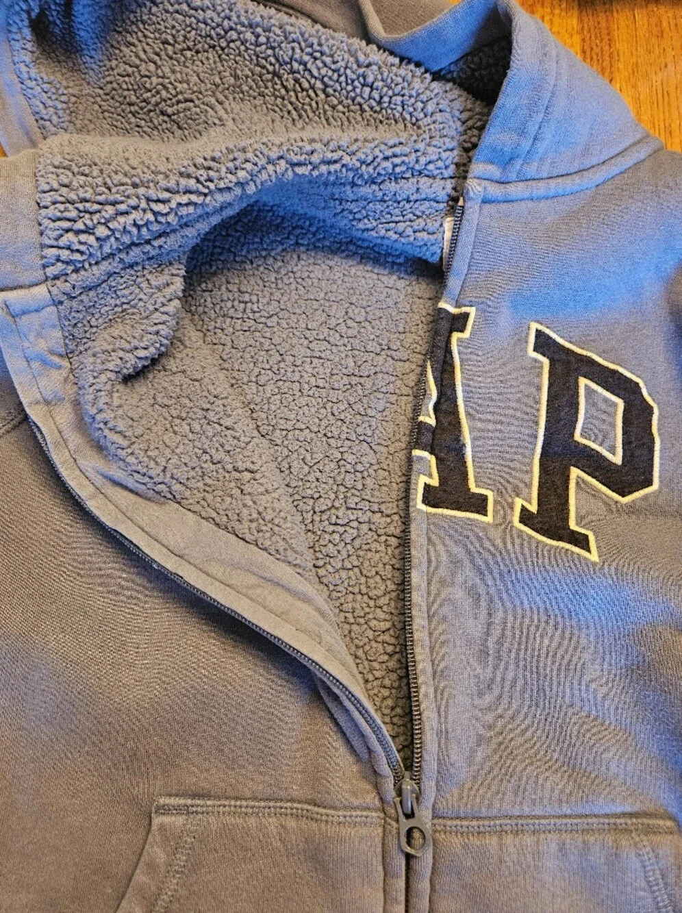 GAP Kids Gray Sherpa-Lined Jacket with Black Logo Tag